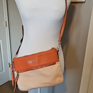 Stylish Libby Edlemann Orange and Cream Crossbody Bag